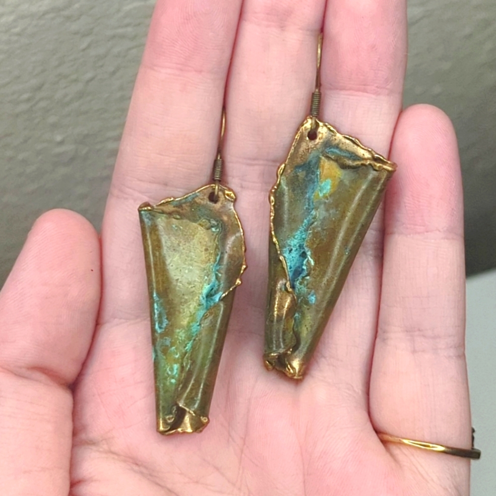 80s Patina Brass Earrings